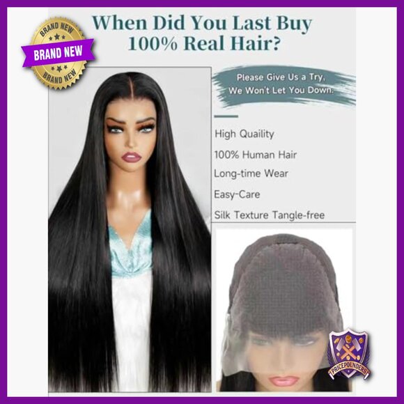 28 Inch Straight Human Hair Wig 200 Density HD Lace Front Pre Plucked main image 4